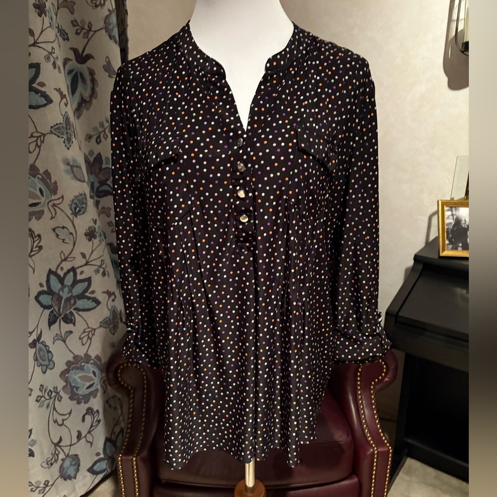 Cocomo blouse 3/4 length sleeves polka dot XL